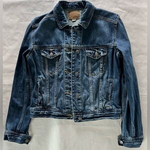 American Eagle Classic Blue Jean Denim Jacket XS Distressed